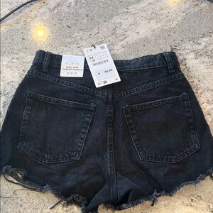 NWT Zara Black Denim Shorts Size 2